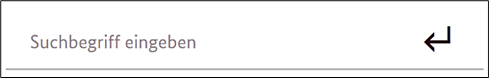 Suchfunktion: ein Sucheingabe-Feld in dem "Suchbegriff eingeben" steht, rechts daneben ist ein Pfeil